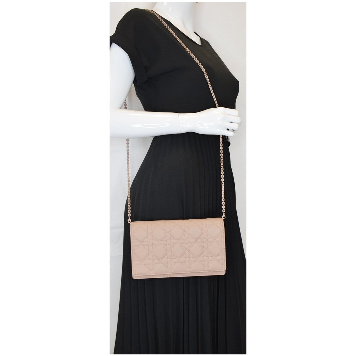 CHRISTIAN DIOR The Lady Dior Calfskin Chain Pouch Bag Blush Ultramatte - Final Sale Rovelle Bags