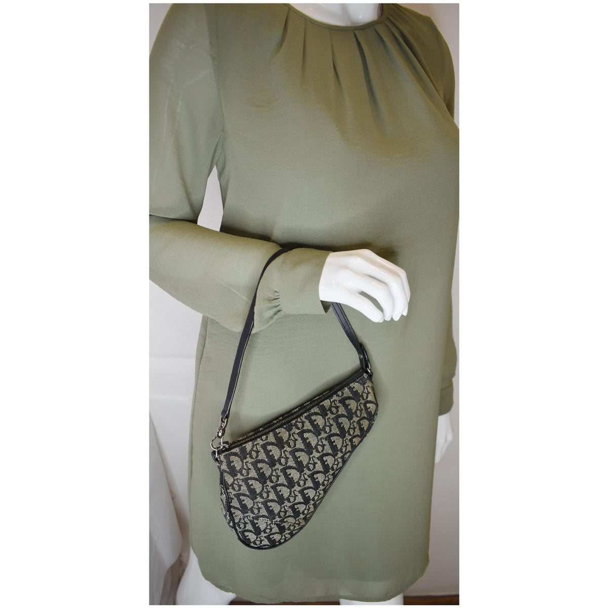 CHRISTIAN DIOR Mini Saddle Monogram Pochette Shoulder Bag Black Rovelle Bags