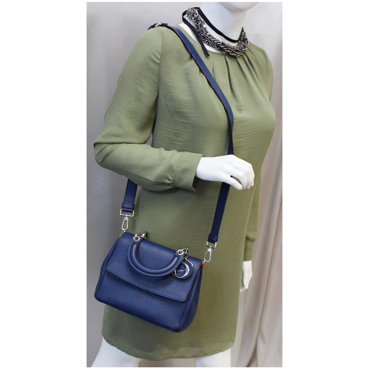 CHRISTIAN DIOR Be Dior Small Bullcalf Flap Shoulder Bag Blue Rovelle Bags