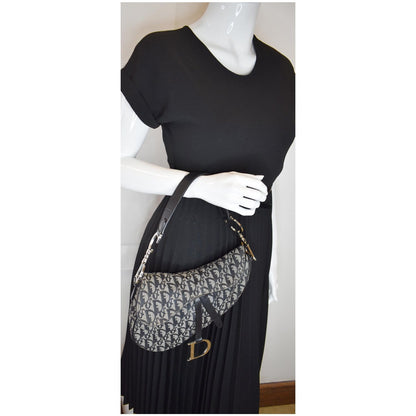 CHRISTIAN DIOR Saddle Oblique Jacquard Shoulder Bag Black - 15% OFF Rovelle Bags