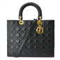CHRISTIAN DIOR Large Lady Dior Cannage Lambskin Shoulder Bag Black Rovelle Bags