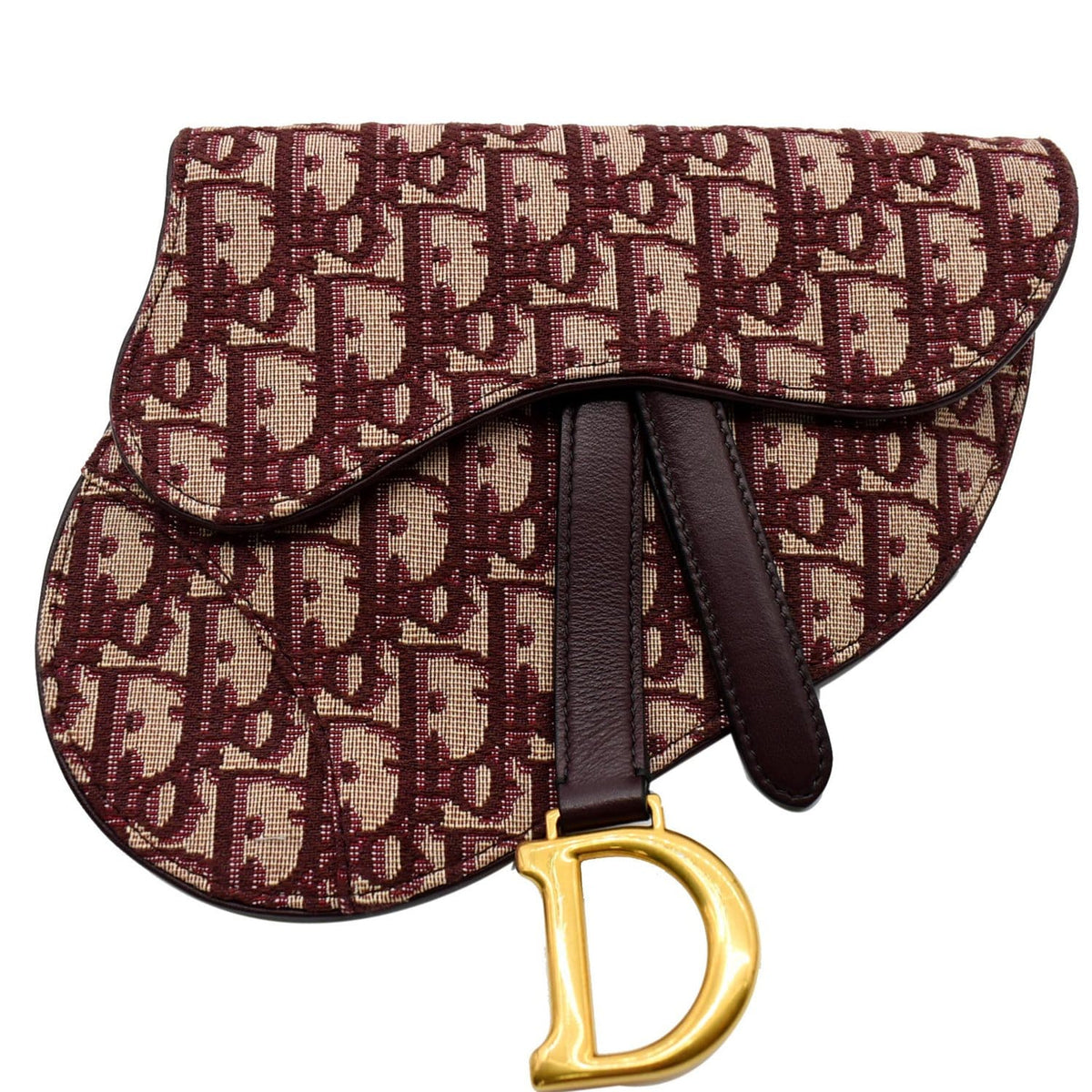 CHRISTIAN DIOR Saddle Oblique Jacquard Belt Bag Burgundy Rovelle Bags