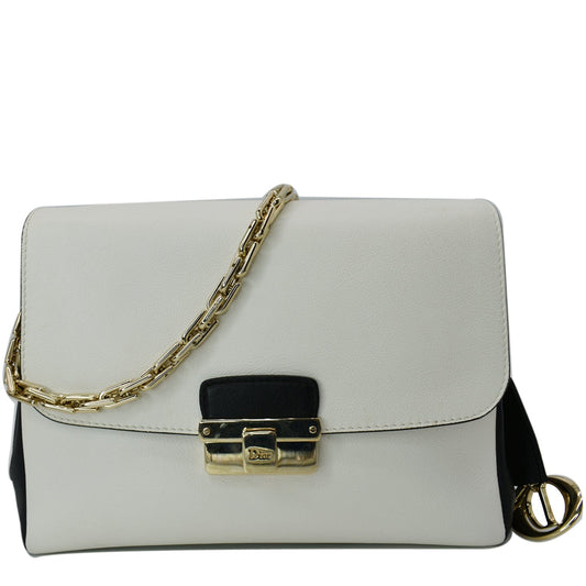 CHRISTIAN DIOR Diorling Medium Leather Shoulder Bag White/Black Rovelle Bags