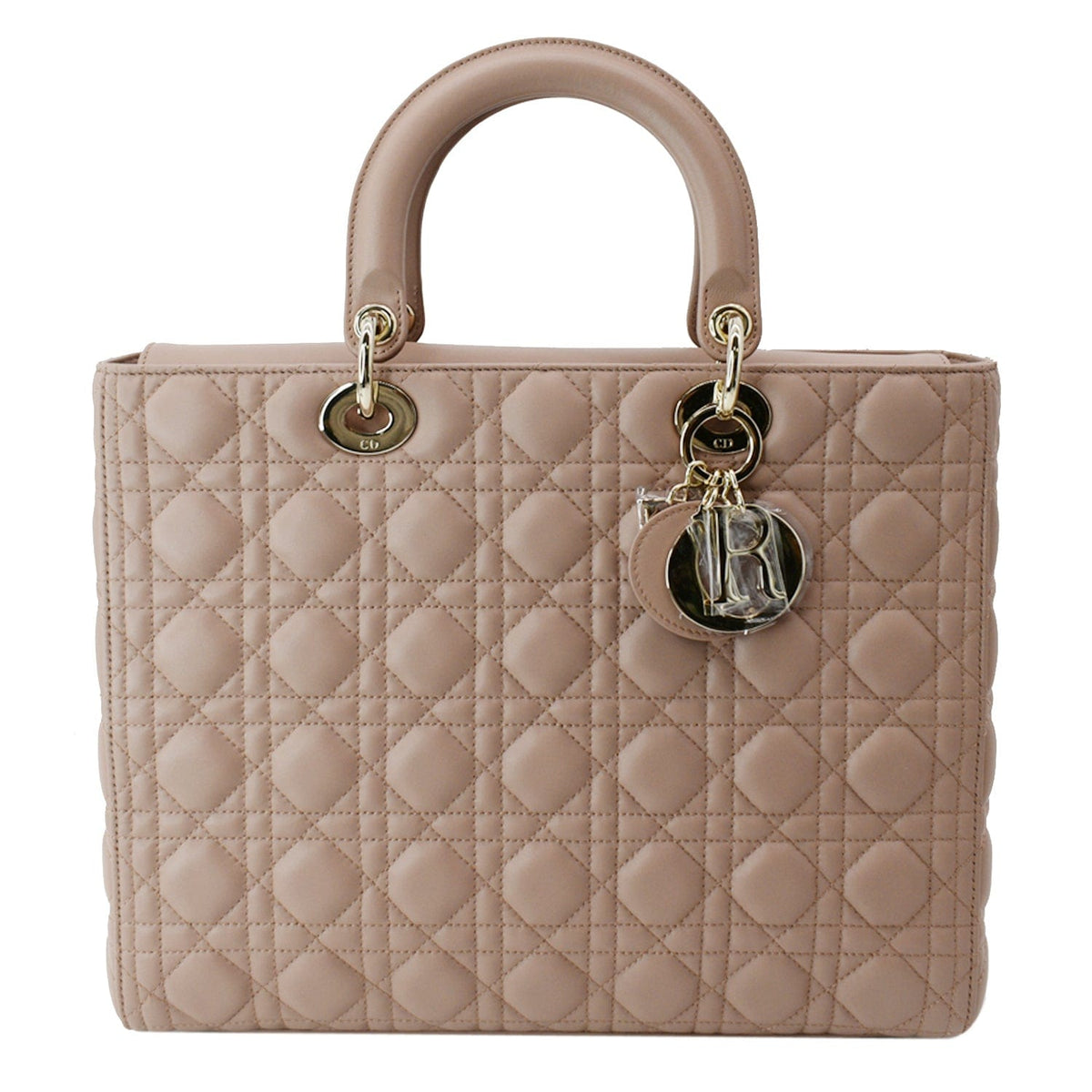 CHRISTIAN DIOR Lady Dior Large Quilted Leather Shoulder Bag Blush Rovelle Bags