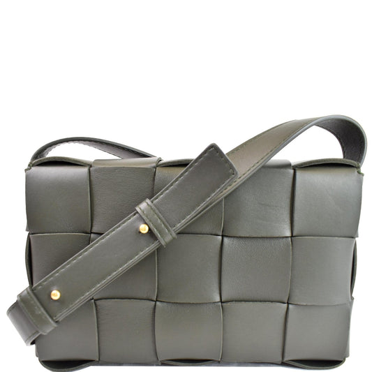 BOTTEGA VENETA Cassette Maxi Lambskin Crossbody Bag Olive