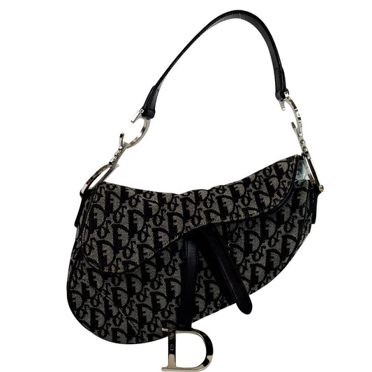 CHRISTIAN DIOR Saddle Oblique Jacquard Shoulder Bag Black - 15% OFF Rovelle Bags