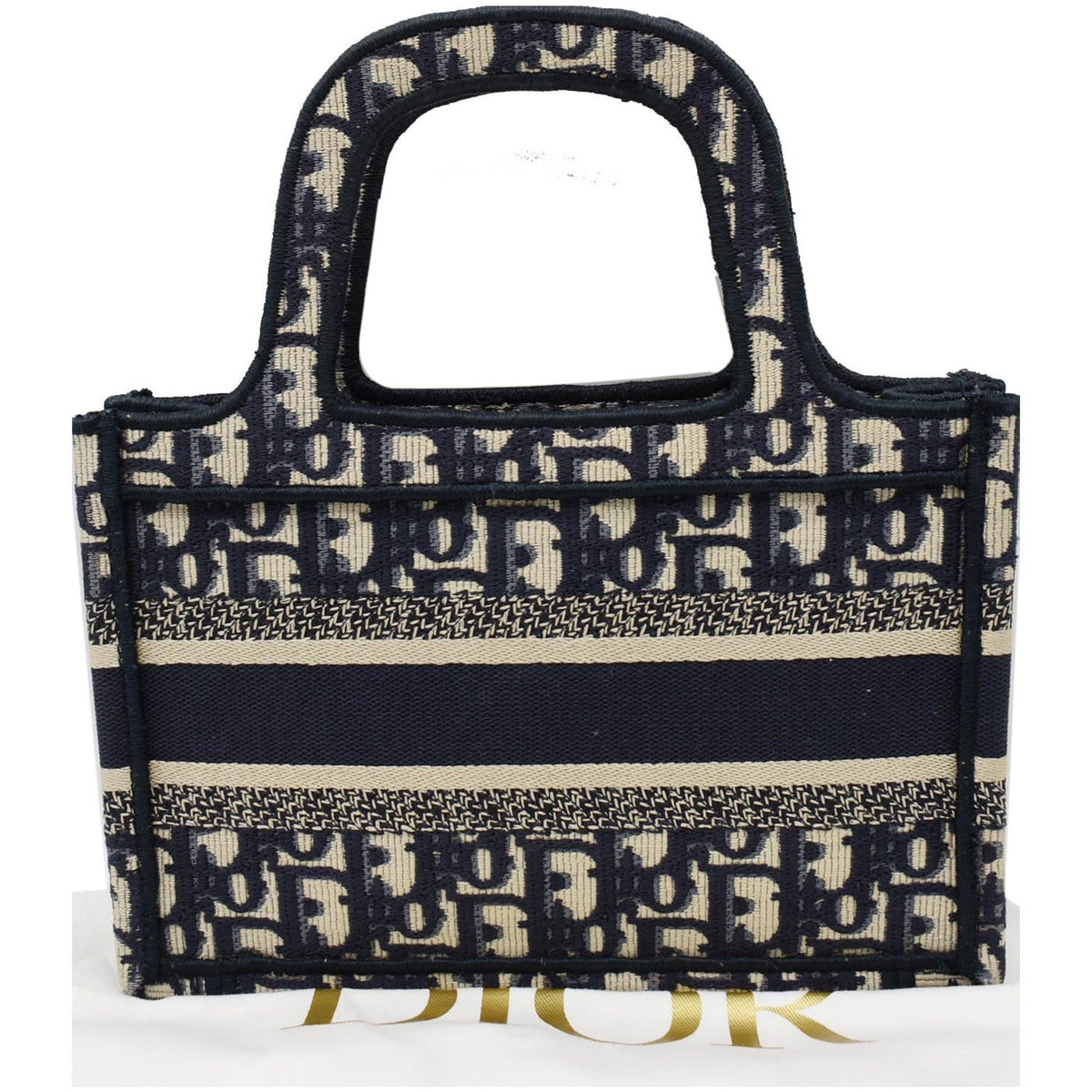CHRISTIAN DIOR Mini Dior Book Oblique Embroidery Tote Bag Blue Rovelle Bags