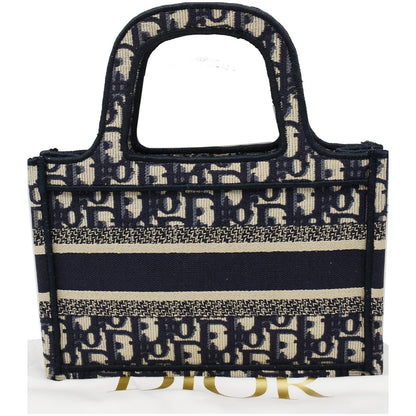 CHRISTIAN DIOR Mini Dior Book Oblique Embroidery Tote Bag Blue Rovelle Bags