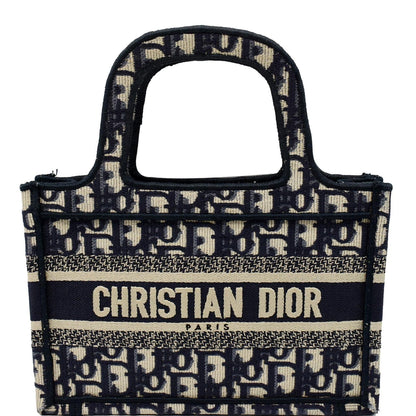 CHRISTIAN DIOR Mini Dior Book Oblique Embroidery Tote Bag Blue Rovelle Bags