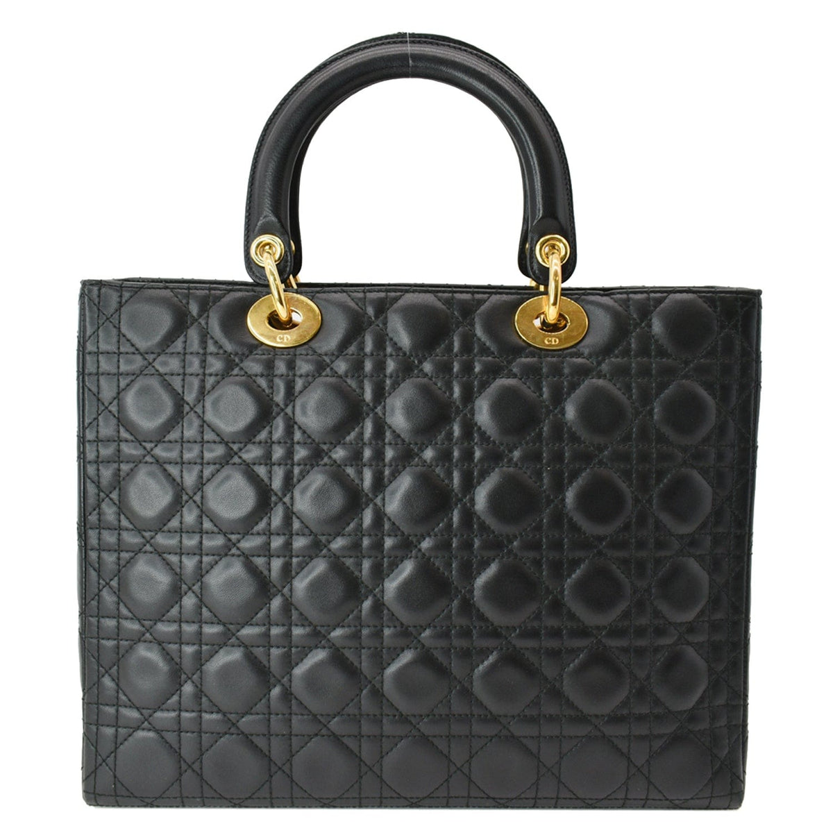 CHRISTIAN DIOR Large Lady Dior Cannage Lambskin Shoulder Bag Black Rovelle Bags