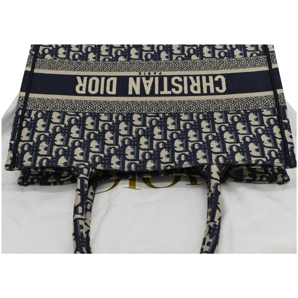 CHRISTIAN DIOR Book Medium Oblique Embroidery Tote Bag Blue Rovelle Bags