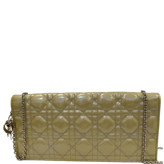 CHRISTIAN DIOR Quilted Patent Leather Lady Dior Clutch Bag Bronze - 25% OFF Rovelle Bags