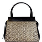 CELINE Medium Edge Python Leather Top Handle Shoulder Bag Beige