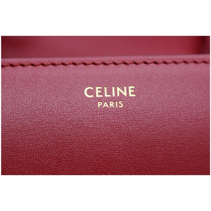 CELINE Small Classic Box Leather Flap Shoulder Bag Red