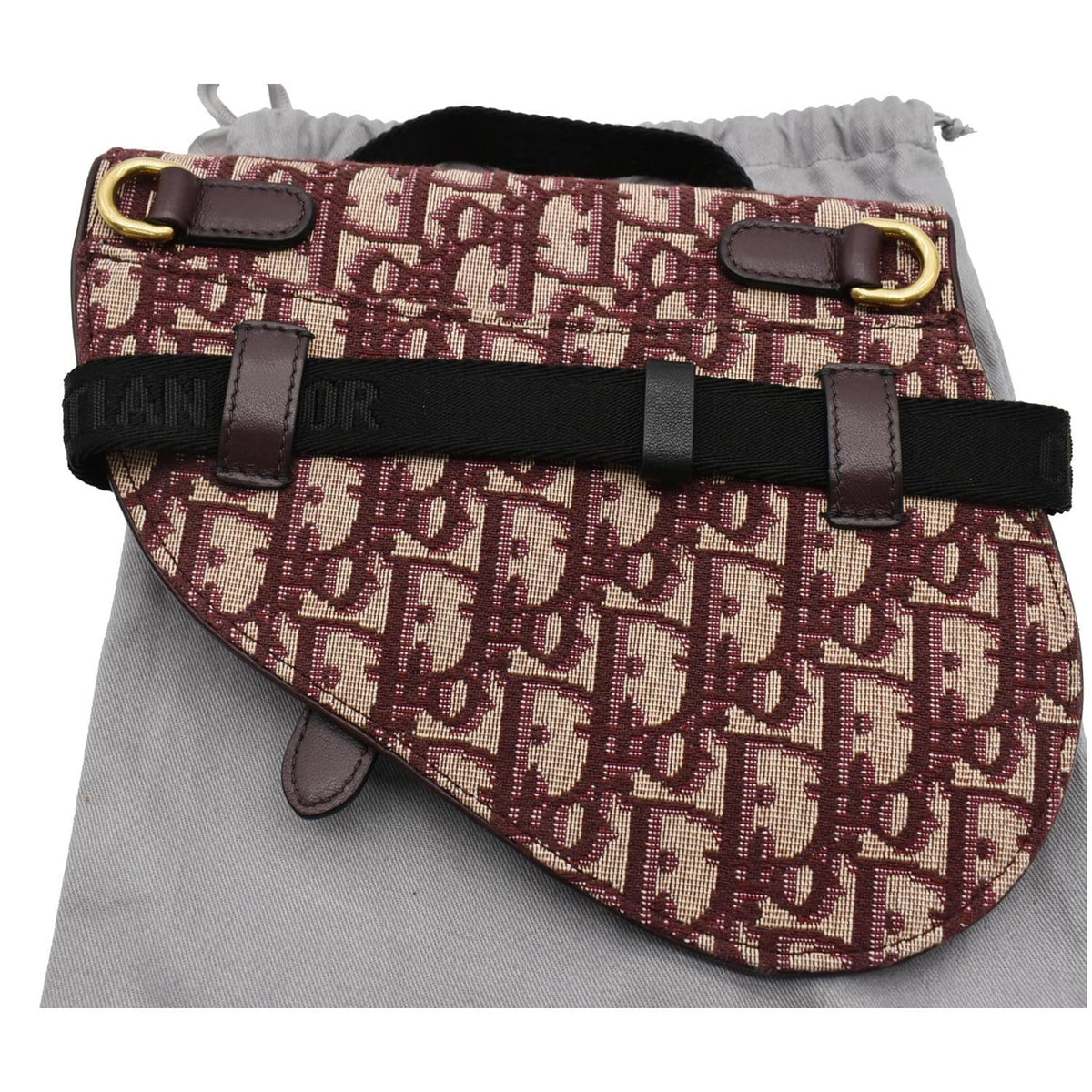 CHRISTIAN DIOR Saddle Oblique Jacquard Belt Bag Burgundy Rovelle Bags