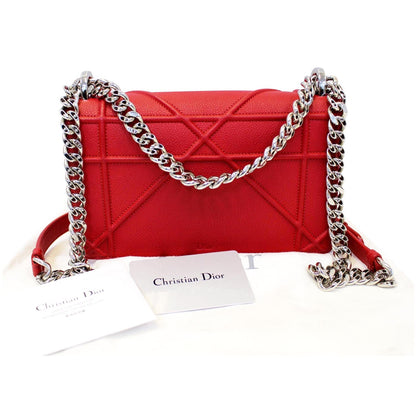 CHRISTIAN DIOR Diorama Flap Red Grained Leather Small Shoulder Bag - Last Call Rovelle Bags