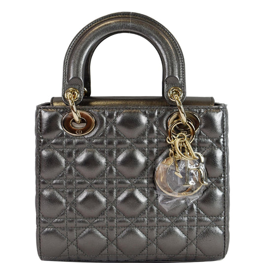 CHRISTIAN DIOR My ABCDior Grained Calfskin Shoulder Bag Gunmetal Rovelle Bags