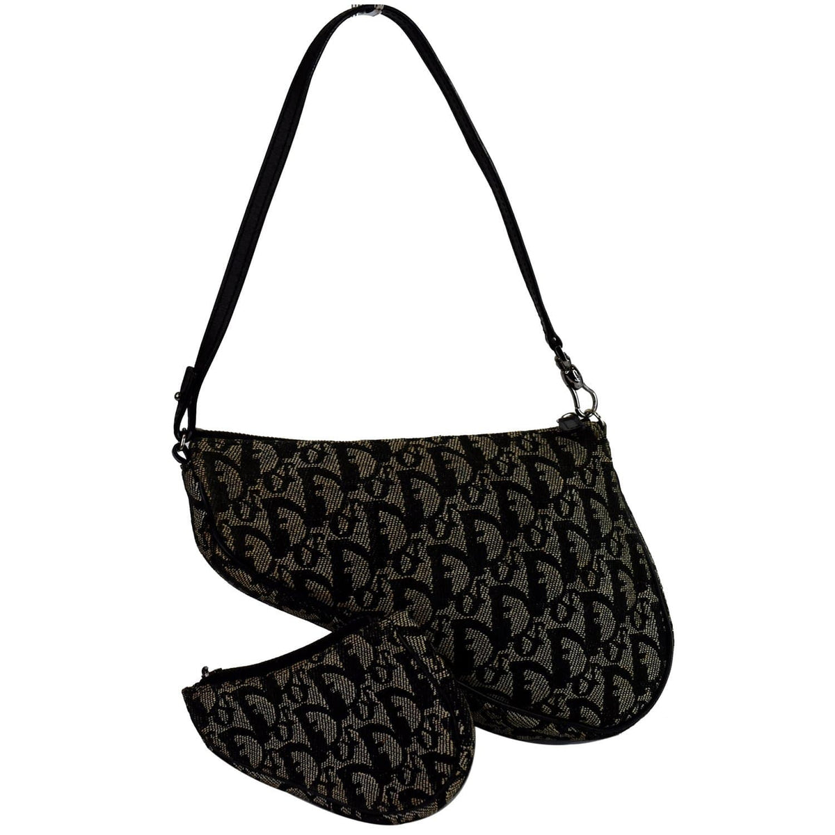CHRISTIAN DIOR Mini Saddle Monogram Pochette Shoulder Bag Black Rovelle Bags