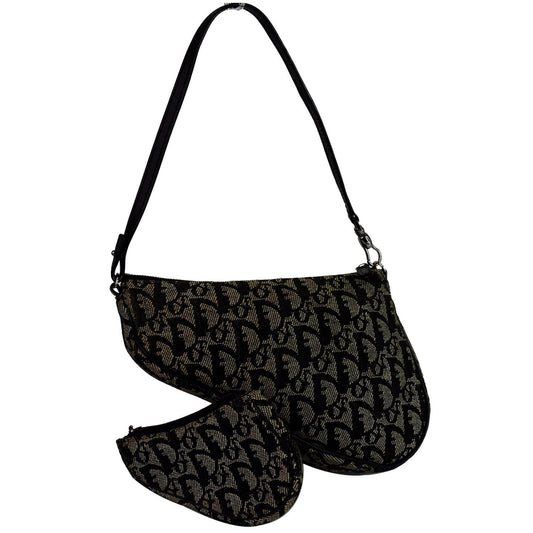 CHRISTIAN DIOR Mini Saddle Monogram Pochette Shoulder Bag Black Rovelle Bags