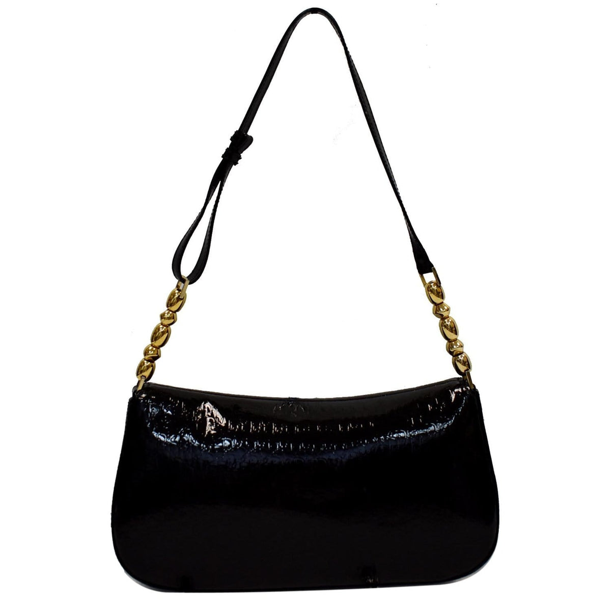 CHRISTIAN DIOR Maris Pearl Patent Monogram Shoulder Bag Black Rovelle Bags