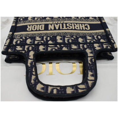 CHRISTIAN DIOR Mini Dior Book Oblique Embroidery Tote Bag Blue Rovelle Bags