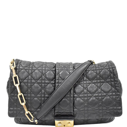 CHRISTIAN DIOR Cannage New Lock Flap Leather Shoulder Bag Black Rovelle Bags