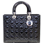 CHRISTIAN DIOR Lady Dior Large Quilted Patent Leather Shoulder Bag Black Rovelle Bags