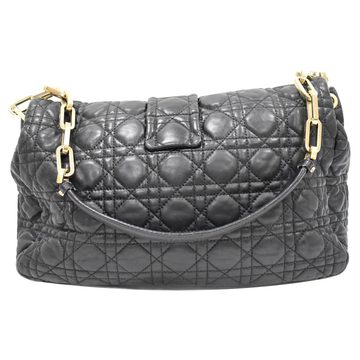 CHRISTIAN DIOR Cannage New Lock Flap Leather Shoulder Bag Black Rovelle Bags