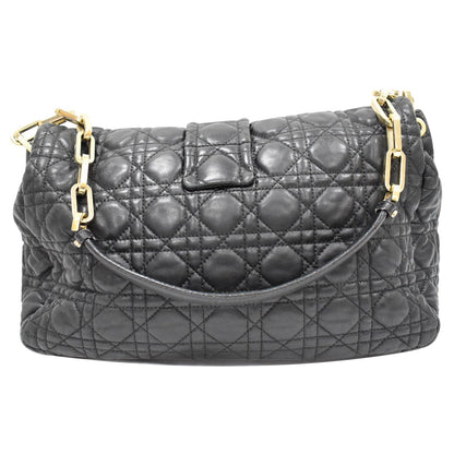 CHRISTIAN DIOR Cannage New Lock Flap Leather Shoulder Bag Black Rovelle Bags