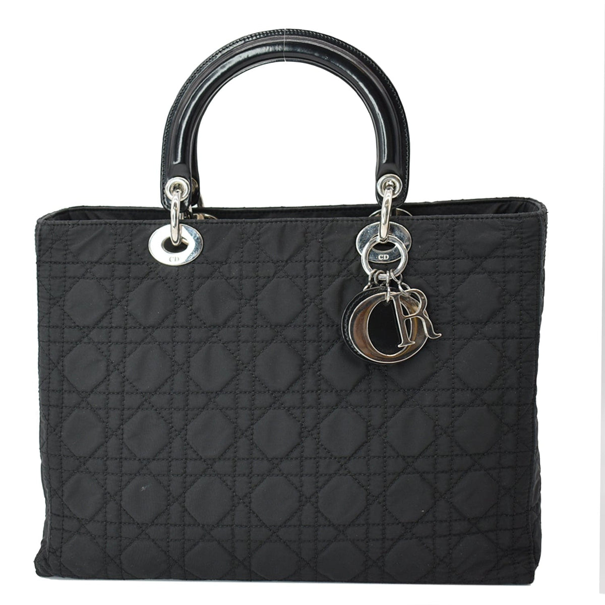 CHRISTIAN DIOR Lady Dior Nylon Cannage Canvas Tote Bag Black Rovelle Bags
