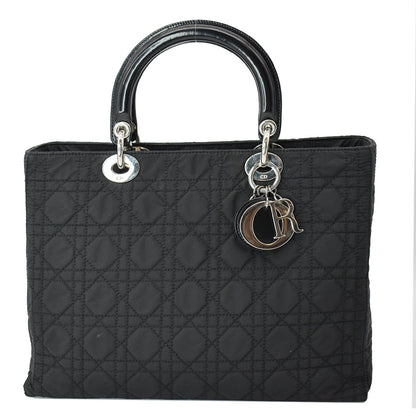 CHRISTIAN DIOR Lady Dior Nylon Cannage Canvas Tote Bag Black Rovelle Bags