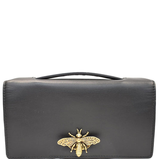 CHRISTIAN DIOR Bee Leather Pouch Clutch Bag Black - 20% OFF Rovelle Bags