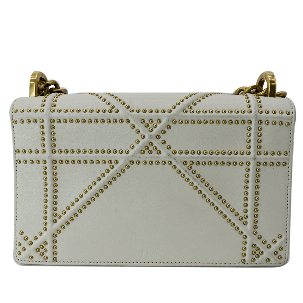 CHRISTIAN DIOR Small Diorama Studded Leather Flap Shoulder Bag White Rovelle Bags