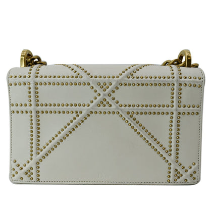 CHRISTIAN DIOR Small Diorama Studded Leather Flap Shoulder Bag White Rovelle Bags