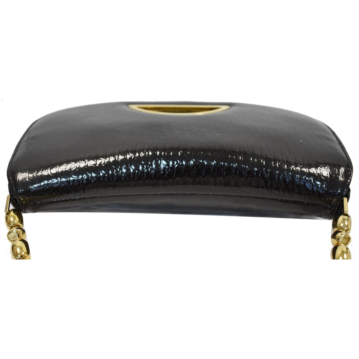 CHRISTIAN DIOR Maris Pearl Patent Monogram Shoulder Bag Black Rovelle Bags