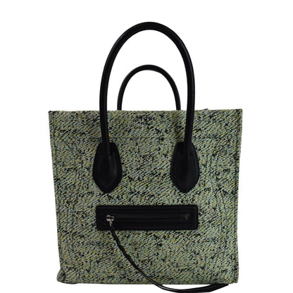CELINE Phantom Luggage Fuzzy Jacquard Leather Tote Bag Mint