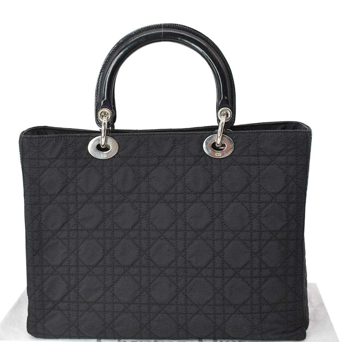 CHRISTIAN DIOR Lady Dior Nylon Cannage Canvas Tote Bag Black Rovelle Bags