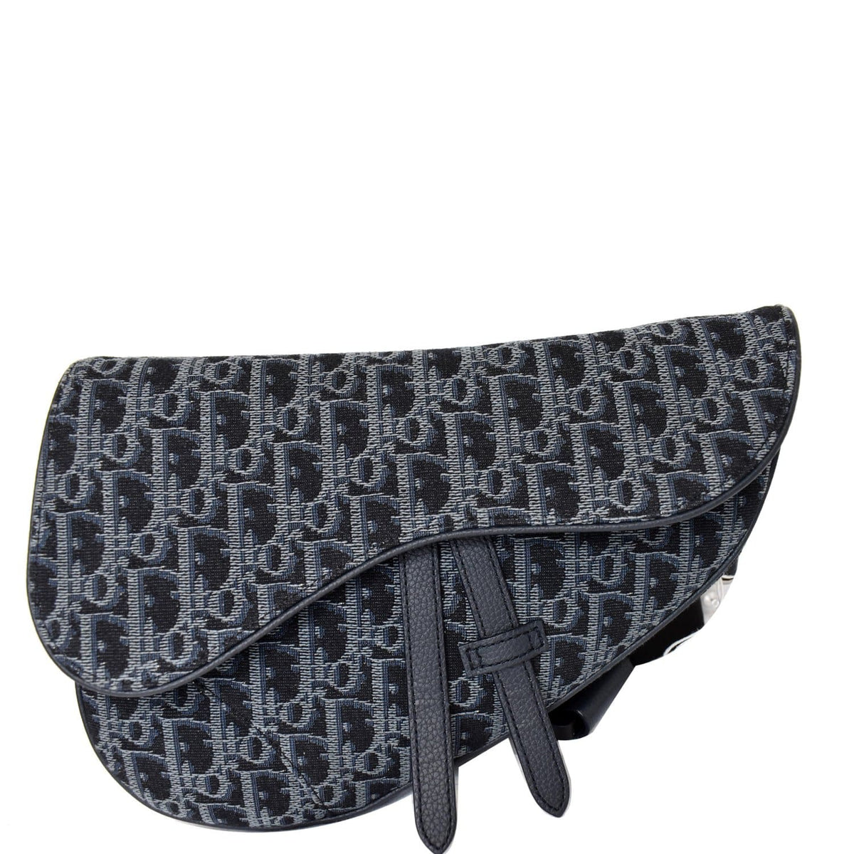 CHRISTIAN DIOR Saddle Oblique Jacquard Crossbody Bag Black Rovelle Bags