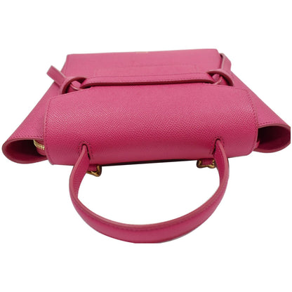 CELINE Nano Belt Grained Leather 2Way Shoulder Bag Pink