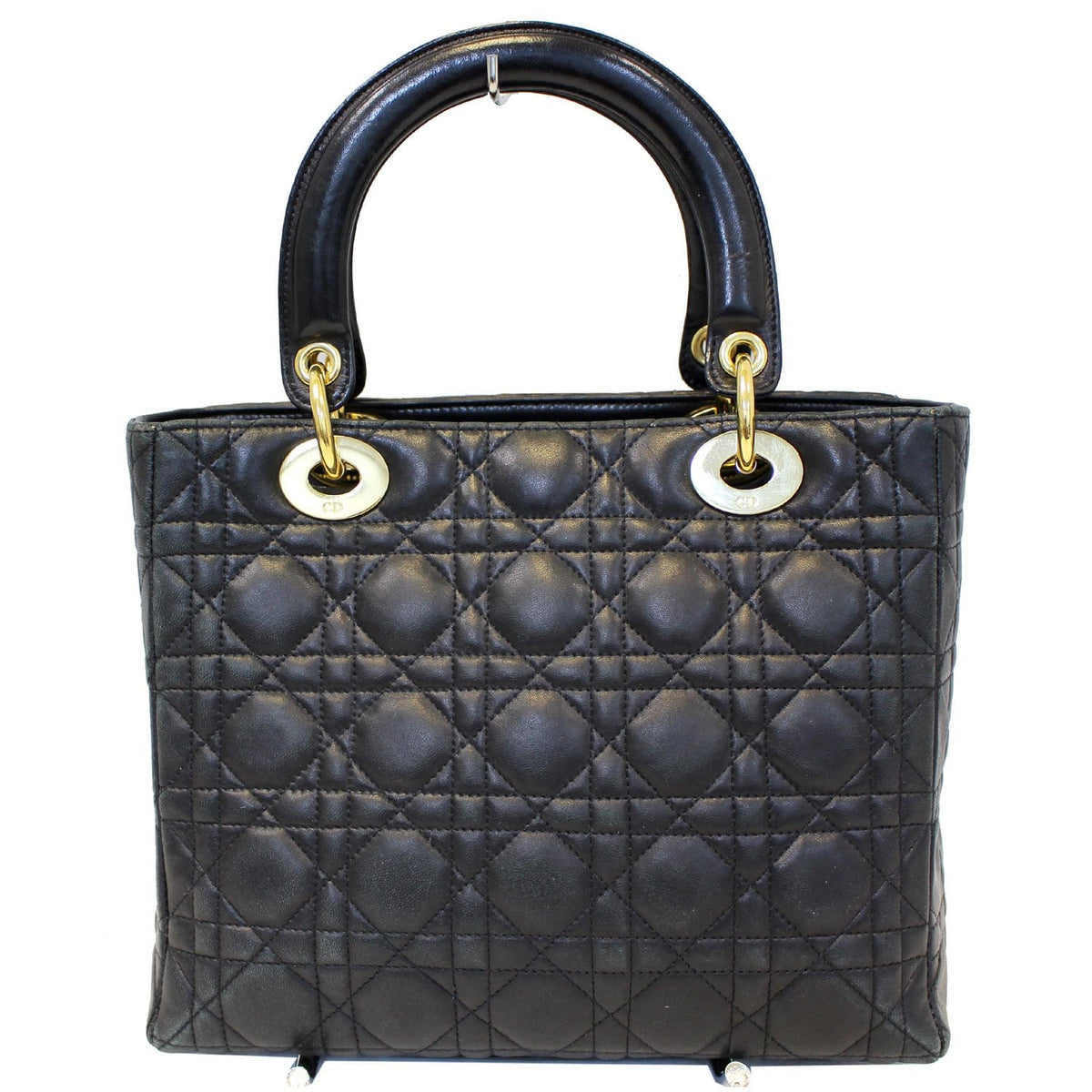 CHRISTIAN DIOR Mini Lady Dior Lambskin Cannage Satchel Bag Black Rovelle Bags