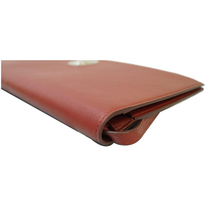 CELINE Oval Flap Leather Strap Clutch Shoulder Bag Red