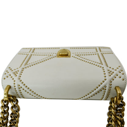 CHRISTIAN DIOR Small Diorama Studded Leather Flap Shoulder Bag White Rovelle Bags