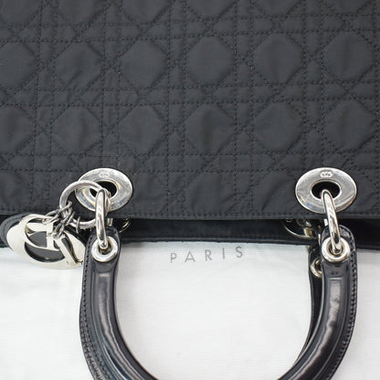 CHRISTIAN DIOR Lady Dior Nylon Cannage Canvas Tote Bag Black Rovelle Bags
