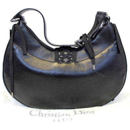 CHRISTIAN DIOR Lace Up Admit It Leather Hobo Bag Black Rovelle Bags