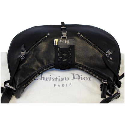 CHRISTIAN DIOR Lace Up Admit It Leather Hobo Bag Black Rovelle Bags