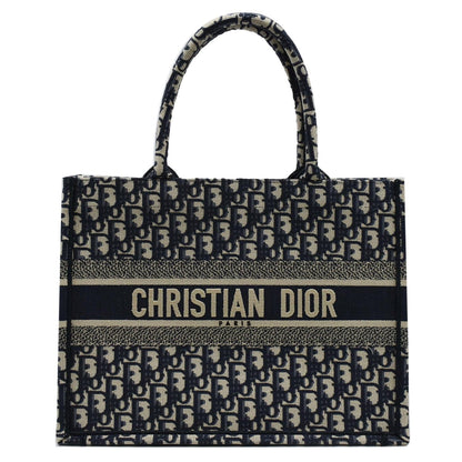 CHRISTIAN DIOR Book Medium Oblique Embroidery Tote Bag Blue Rovelle Bags