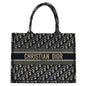 CHRISTIAN DIOR Book Medium Oblique Embroidery Tote Bag Blue Rovelle Bags
