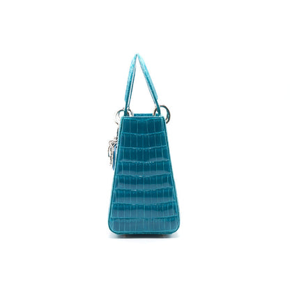 Dior alligator Medium Turquoise Lady Dior Tote Rovelle Bags