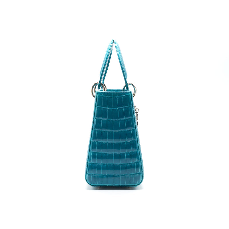 Dior alligator Medium Turquoise Lady Dior Tote Rovelle Bags