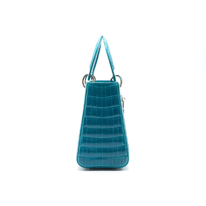 Dior alligator Medium Turquoise Lady Dior Tote Rovelle Bags